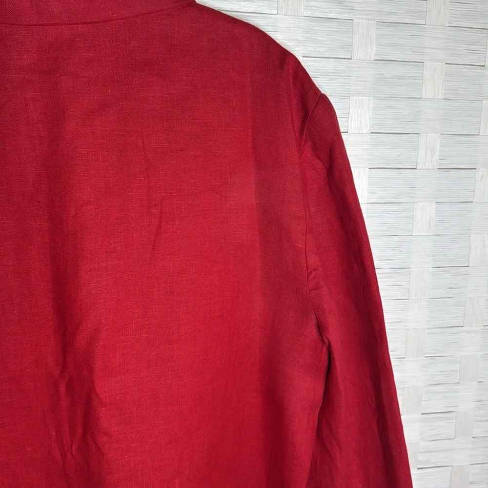 International Scene 1980s Red Linen One Button Blazer Size 14 - Picture 7 of 11